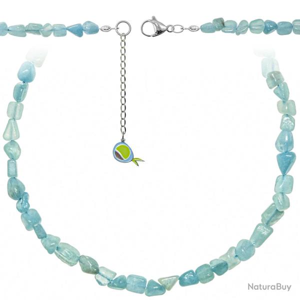 Collier en aigue marine - Perles roul�es 5 � 8 mm - 60 cm