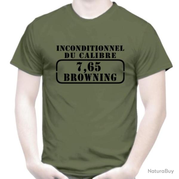 T-SHIRT - INCONDITIONNEL DU CALIBRE 7,65 BROWNING - 7,65X17 mm .32 pistolet FN Herstal cartouche Tir