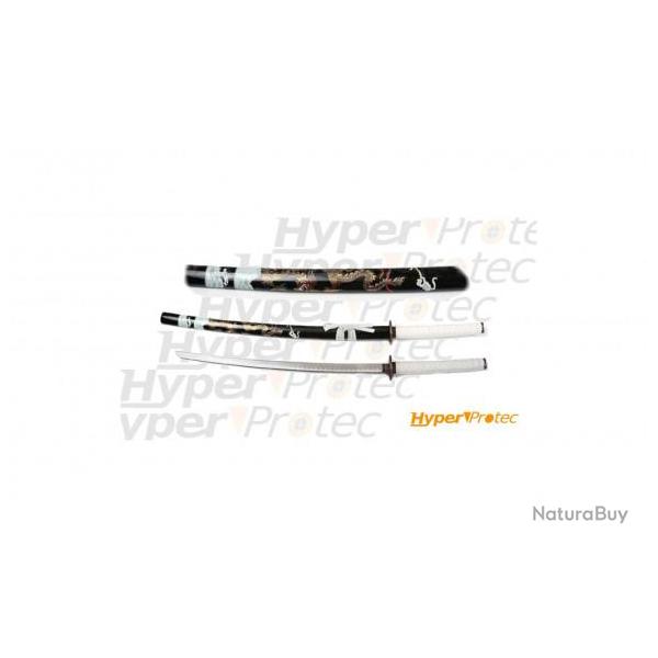 Katana de d�coration avec dragon noir et blanc sur le fourreau