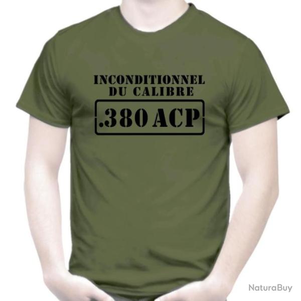 T-SHIRT - INCONDITIONNEL DU CALIBRE .380 ACP - 9mm 9X17 mm Court - 9 mm Corto Browning Munition Tir