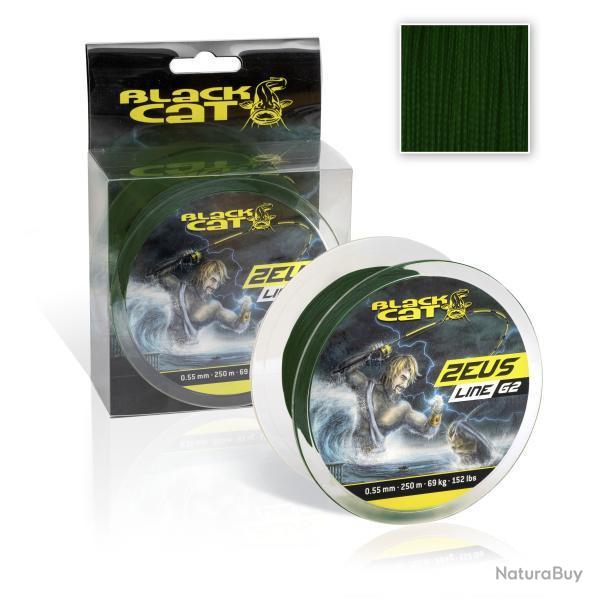 Tresse Silure BLACK CAT Zeus Line G2 Verte 0.45mm 250m 46kg 101lbs