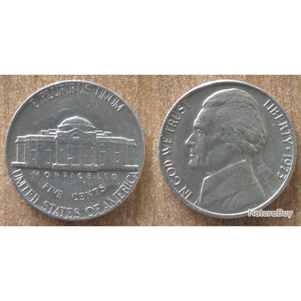 Usa 5 Cents 1973 Monticello Cent Dollar Piece Etats Unis Dollars