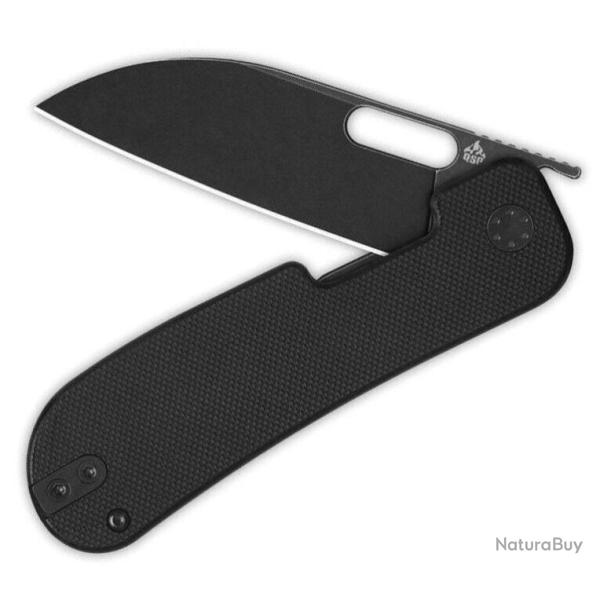Couteau QSP Variant PE Black Manche G10 Lame Acier 14C28N BLK Sheepsfoot IKBS Linerlock Clip QS154A