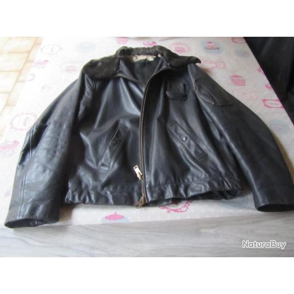 BLOUSON D'AVIATEUR CUIR TAILLE 100M DOUBLURE A REPARER - D14V