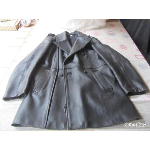 VESTE 3/4 CUIR DE MOTARD GENDARMERIE  TAILLE 100L - D14W