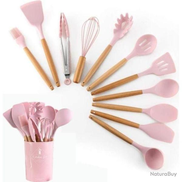 Ustensiles de Cuisine en Silicone 12 pi�ces anti-adh�sif avec poign�e
