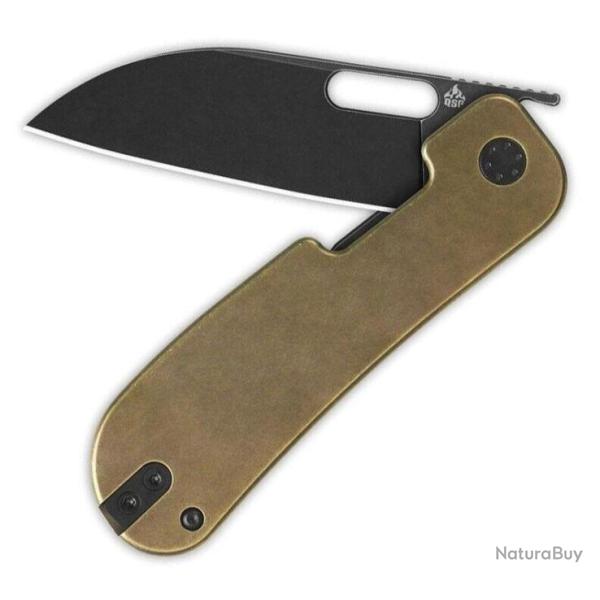 Couteau QSP Variant PE Bronze Manche Titane Lame Acier 14C28N BLK Sheepsfoot IKBS Linerlock QS154G