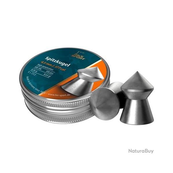 Plombs H&N CAL.4.5MM DIABOLO SPITZKUGEL 0.56G 8.64GR PAR 2500 (5 boites de 500)