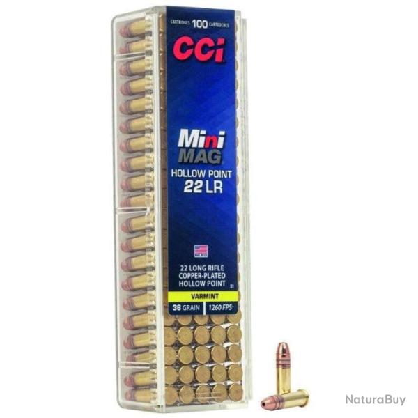 Balles CCI Mini Mag Hollow Point - Cal.22 LR - Boite de 100 - 22LR / Par 1 / 36