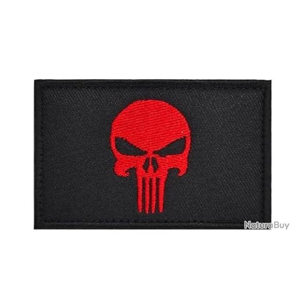 Patch/Ecusson - Punisher - Noir/rouge - velcro - Livraison gratuite