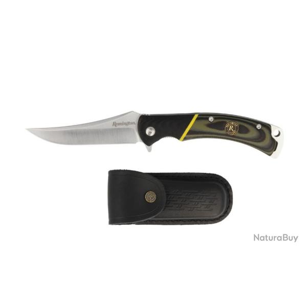 R15632 Couteau de CHasse Remington Hunter Lame Acier D2 Trailing Point Manche G10 Etui Cuir
