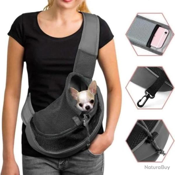 Sac Transport Chien Chat 5 kg Max Sac Epaule Bandouli�re Animaux Compagnie Gris