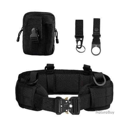 Ceinture Tactique Rembourrée Réglable Multifonction + Pochette Plein Air - Couleur Beige - Neuve
