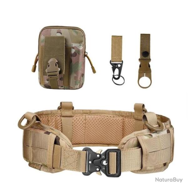 Ceinture Tactique Rembourr�e R�glable Holster Pochette Rangement Fixation Bouteille Militaire Beige