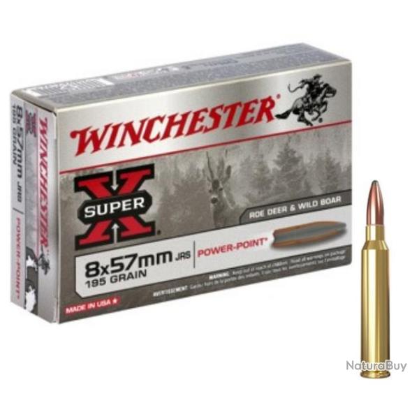 MUNITIONS WINCHESTER CALIBRE 8x57 JRS POWER POINT 195gr - 12.6g x20