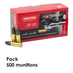 Munitions Norma calibre 22LR MATCH 40gr - 2.6g x500 