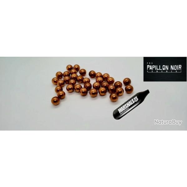 NOUVEAUT� EXCLU PNA 34 MUNITIONS CUIVR�ES 10MM POUR LANCE PIERRE LANCEURS+1 CARTOUCHE CO2 BLACKPOWER