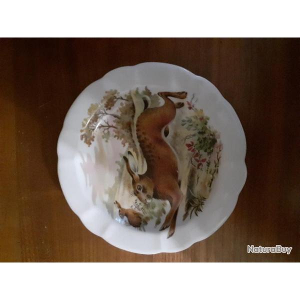 Cendrier porcelaine Apilco  motif chasse