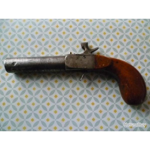 BEAU ET GROS PISTOLET COUP DE POING DE CALIBRE 68 (18 mm), A D�TENTE RENTRANTE, TBE