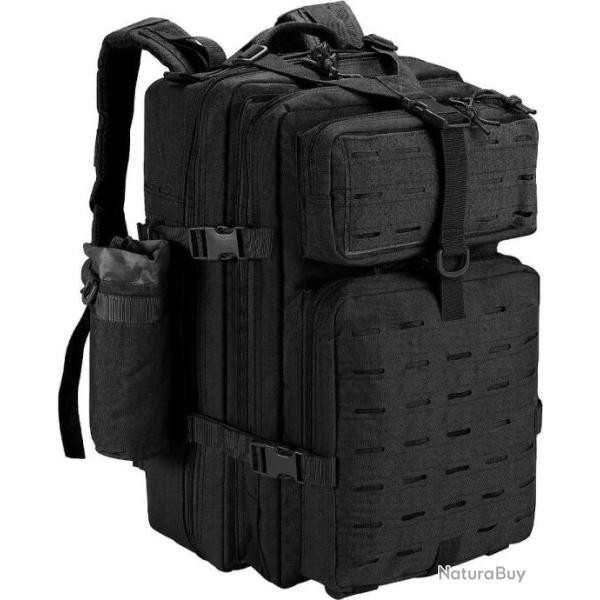 Sac  Dos Militaire Tactique 45L Porte-bouteille Chasse Pche Randonne Camping Escalade Noir