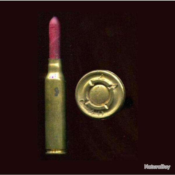 6.5x 52 Carcano Italie - � blanc balle bois rouge - rare cartouche militaire iltalienne � blanc