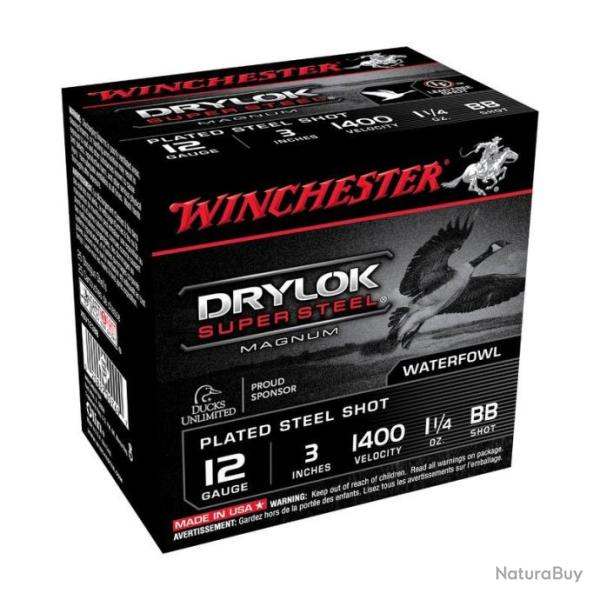 25 Cartouches WINCHESTER Drylok Super Steel 35g cal 12/76 Pb BB