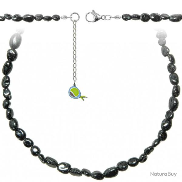 Collier en tourmaline noire - Perles roul�es 5 � 8 mm - 43 cm