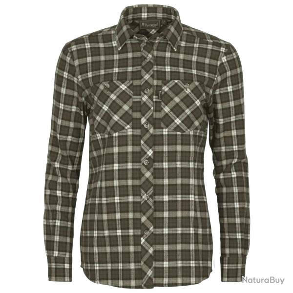 Chemise en Flanelle � Carreaux pour Femme Kaki Blanc Felicia Pinewood