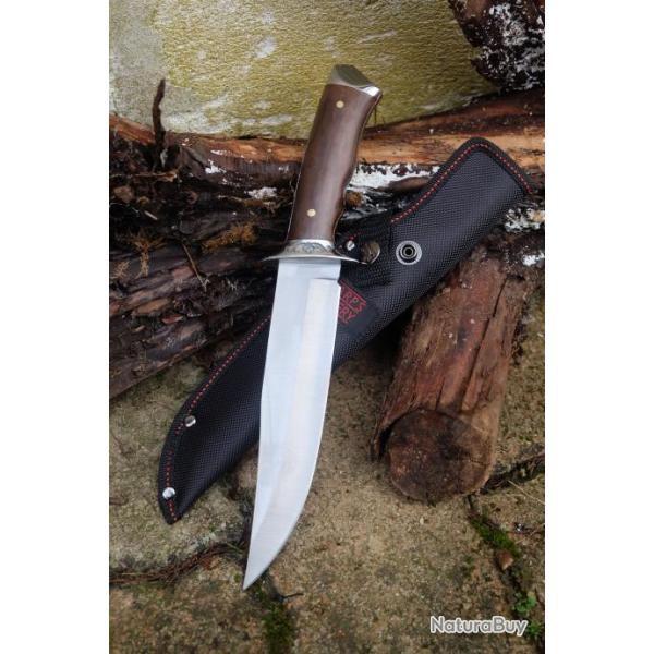 Couteau De Chasse Frost Cutlery Bowie Walnut Lame Acier Inox Manche Noyer Etui Nylon FSHP016SS