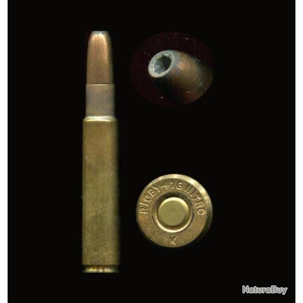 .416 Rigby - balle cuivre pointe creuse - marquage : RIGBY .416 NITRO      K