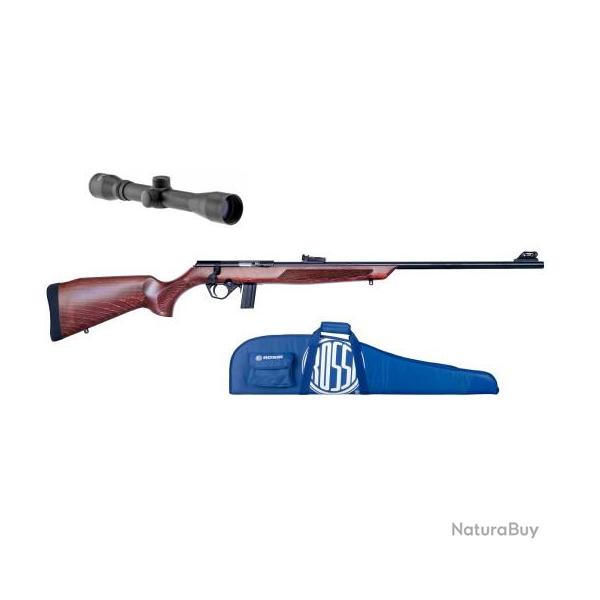 Wahoo - PACK CARABINE ROSSI 8122 BOIS CAL.22LR + lunette 4x32 + fourreau