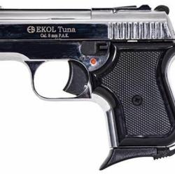 Pistolet Ekol Tuna chrome Cal.8mm &agrave; blanc