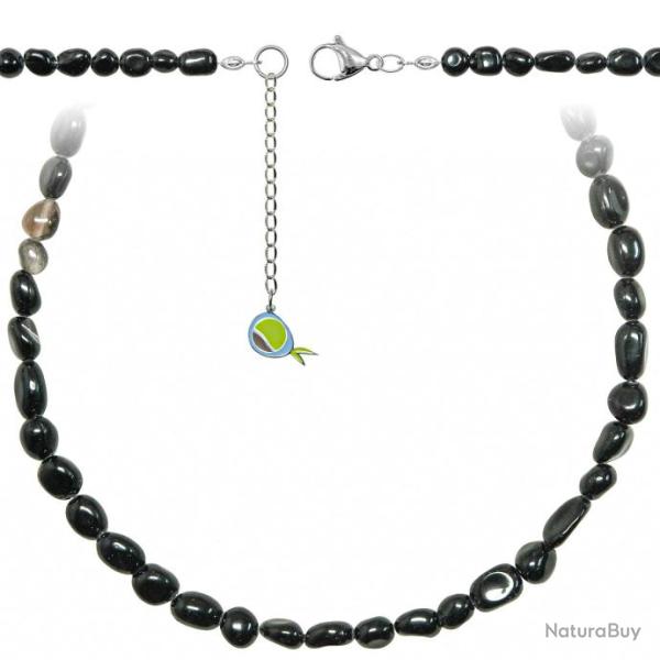 Collier en obsidienne noire - Perles roul�es 7 � 10 mm - 43 cm