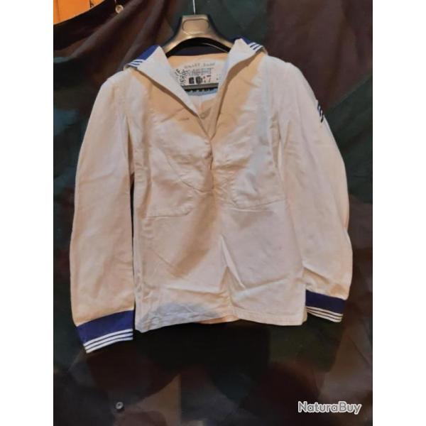 Vareuse blanche marine nationale avec son col bleu