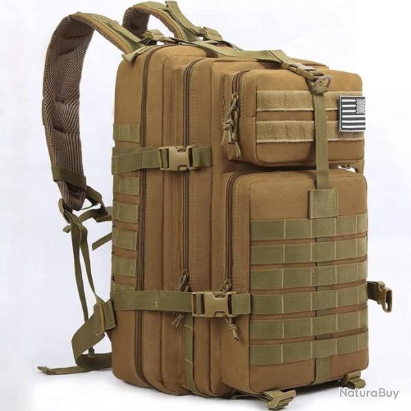 Sac  dos Style Tactique Militaire 45L Molle Randonne Alpinisme Trekking Escalade Chasse Kaki