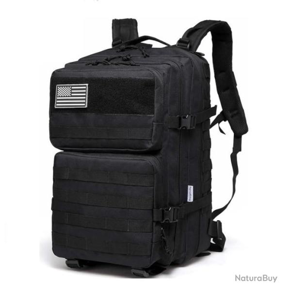 Sac  dos 45L Style Tactique Militaire Molle Randonne Alpinisme Trekking Escalade Chasse Noir