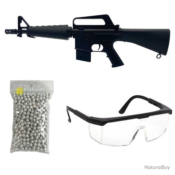 Pack airsoft Fusil M16 / Mod�le � Ressort / Plastique ABS / Livr� avec Accessoires