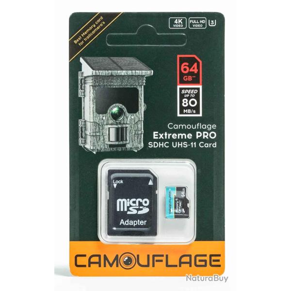 Carte SD pour Cameras de detection 64 Go Camouflage
