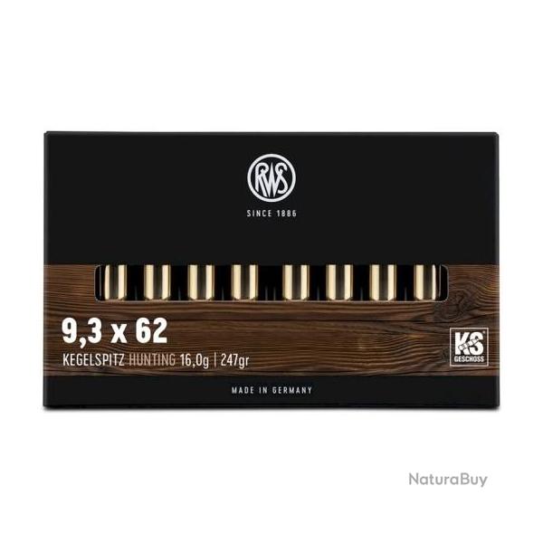RWS Cal.9,3x62 KS 16g / 247 grains boite de 20 munitions