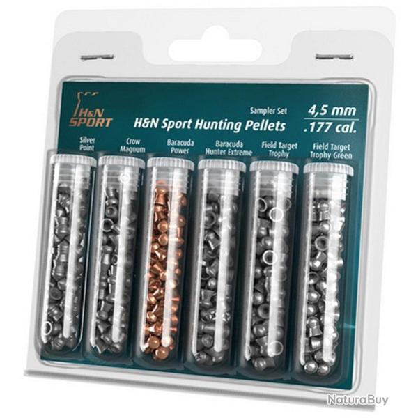 Blister 6 vari�t�s Plombs H&N Sport Hunting - Cal. 4.5