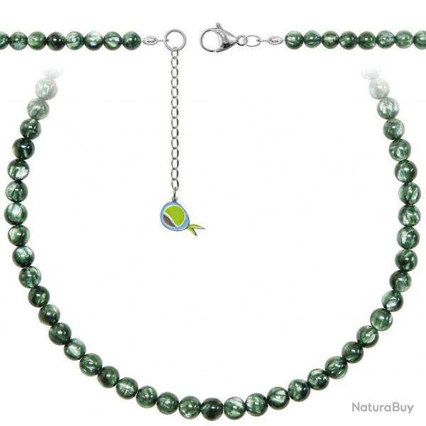 Collier en s�raphinite - Perles rondes 6 mm - 43 cm