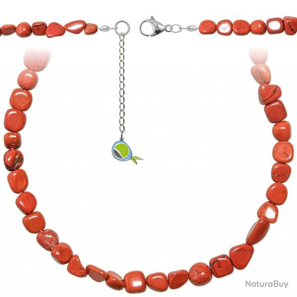 Collier en jaspe rouge - Perles roul�es 7 � 10 mm - 55 cm