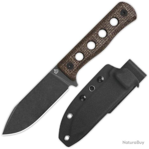 Couteau QSP Canary Fixed Blade Brown Lame Acier Cr8Mo2VSi BLK Manche Micarta Etui Kydex QS155A2