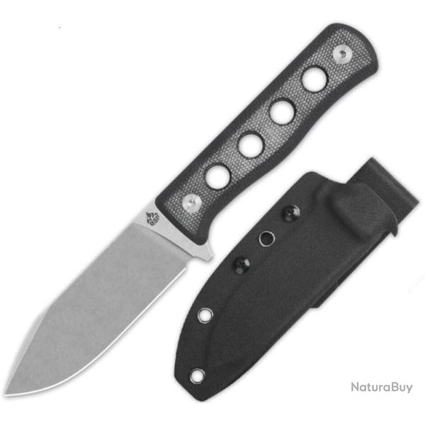 Couteau QSP Canary Fixed Blade Black Lame Acier Cr8Mo2VSi SW Manche Micarta Etui Kydex QS155B1