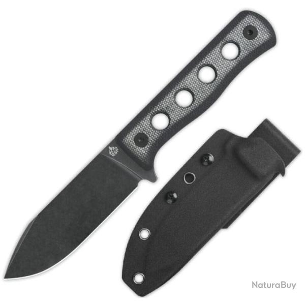 Couteau QSP Canary Fixed Blade Black Lame Acier Cr8Mo2VSi BLK Manche Micarta Etui Kydex QS155B2