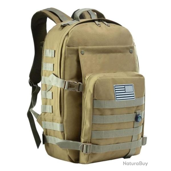 Sac  dos 45L Style Tactique Militaire avec Boussole Molle Randonne Alpinisme Trekking Chasse Kaki