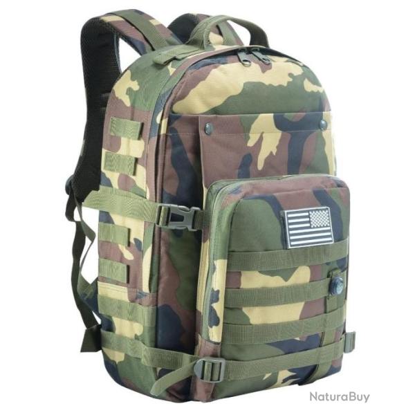 Sac  dos 45L Style Tactique Militaire avec Boussole Molle Camouflage Randonne Alpinisme Trekking