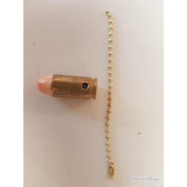 Douilles neutralis�es 45 ACP en porte-cl�s (blanc-orange)