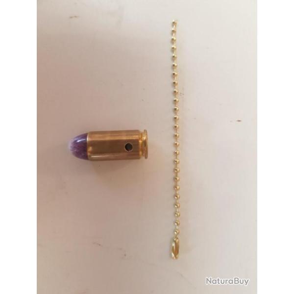 Douilles neutralis�es 45 ACP en porte-cl�s (violet-blanc)