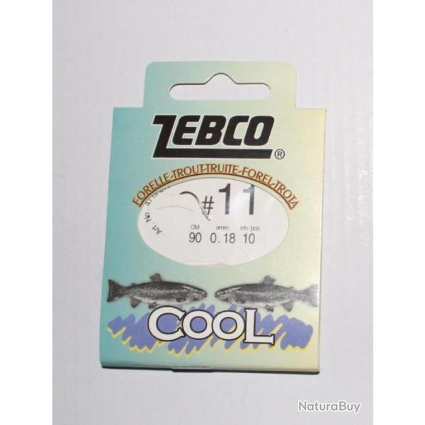 2 pochettes d'hame�ons mont�s Zebco Cool truite N�11 0,18mm par 10